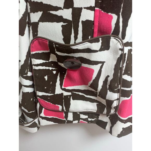 N Touch Blazer Size 12 Style 88OD Pink Brown Geometric Pattern Funky Glam - Picture 7 of 9